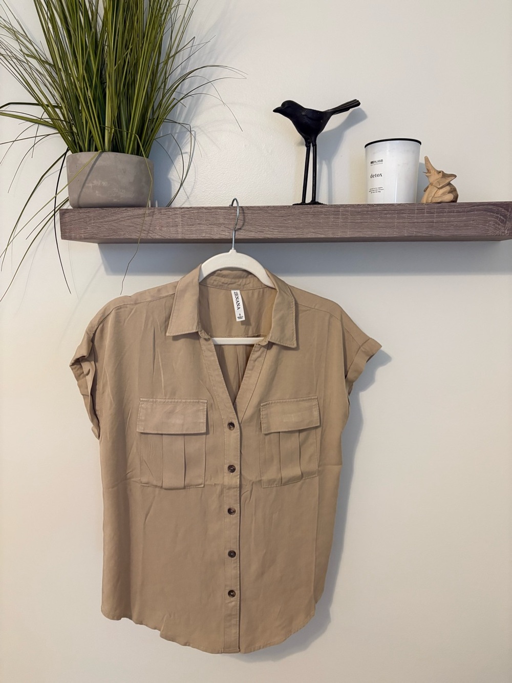 Zenana Outfitters ash mocha Utility Shirt net